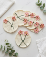Emirati pink crochet coaster set - Image 4
