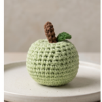 soft green crocheted apple